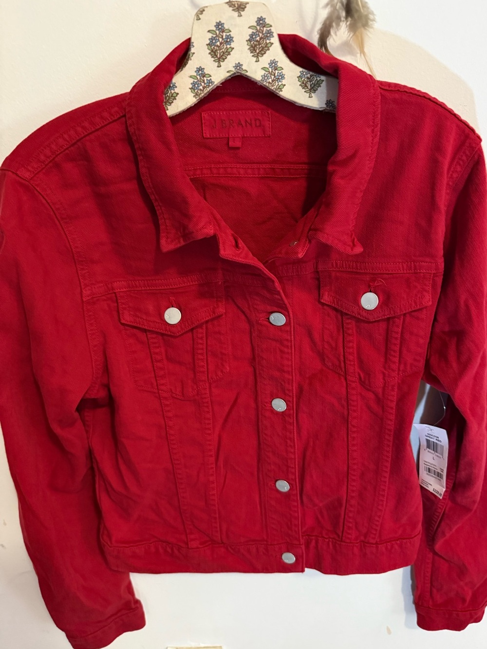 J BRAND NWT Great Red Denim Trucker Cropped Jean Jacket - Price Listed OBO